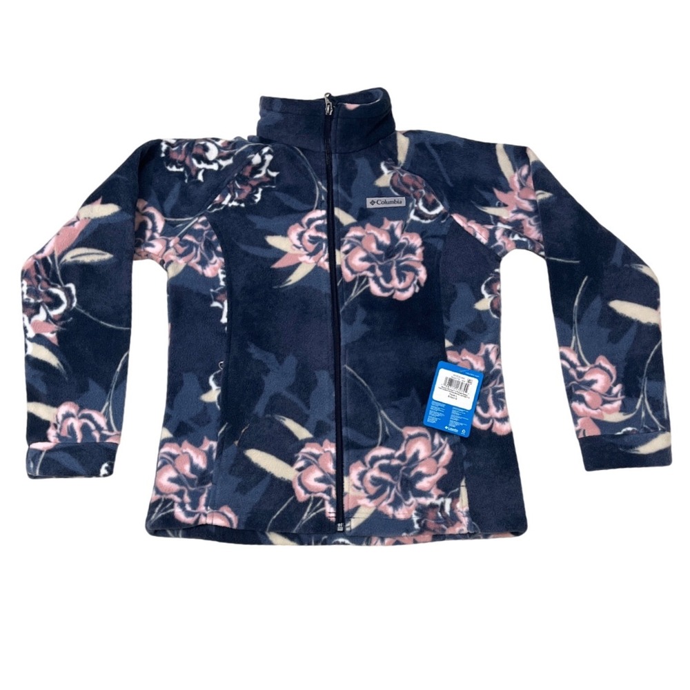 Columbia Girls Benton‎ Springs II Printed Fleece Jacket Navy Floral Large